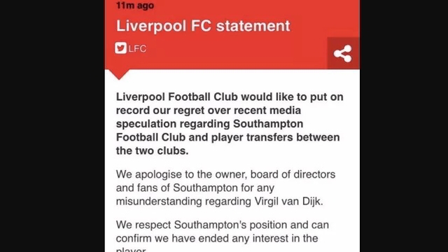 Liverpool FC make official statement on top transfer target