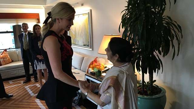 Ivanka Trump meets Sushma Swaraj, Calls her 'Charismatic' foreign minister Ivanka Trump meets Sushma Swaraj, Calls her 'Charismatic' foreign minister