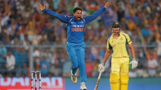 Image result for Spinner Kuldeep Yadav with maiden hat-trick as India beat Australia by 50 runs in the second one day international in Kolkata