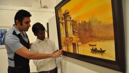 Choreographer Sandip Soparrkar and Prakash Borude at the exhibition