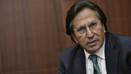 This file photo taken on June 17, 2016 shows former Peruvian President (2001-2006) Alejandro Toledo speaking during a discussi